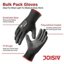 JOISIV 12 Pairs Garden Work Gloves, PU Coated, Seamless Knit, Polyurethane Coating On Palm & Fingers, Strong Grip, Unisex, Suitable For General Gardening - Black - View 5