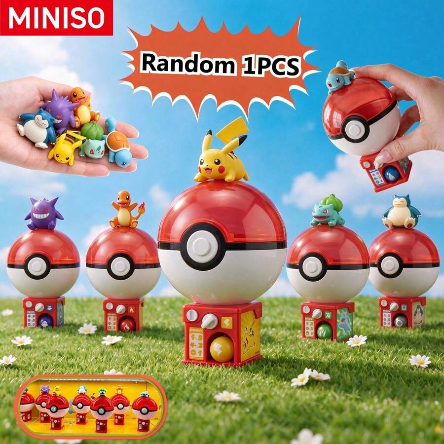 MINISO Pokemon Poké Ball Capsule Machine Collectible Figure, Random 1 Style, Suitable For Desk Home Office Decor, Birthday Christmas Gift - Random One - View 1