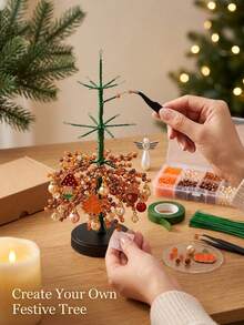 1pc DIY Beaded Christmas Tree Craft Kit,Tabletop Decoration Featuring Colorful Beads And Decorative Pendants.This Handcrafted-Style Seasonal Home Accessory Is Perfect For Party Displays,Craft Projects,Festive Tabletop Decor,Room Styling And Gifting. - Multiple Styles - View 6