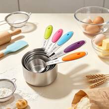 5/8PCS Colorful Stainless Steel Measuring Cups/Spoons, With Clear Markings, Suitable For Dry Or Liquid Ingredients, Cooking Accessories, Baking Essentials, Modern Kitchen Tools, Kitchen Utensils, High-Quality Spoons, Dry Ingredient Spoons - Multicolor - View 13