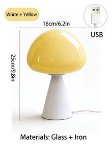 1pc Glass Shade Bauhaus Mushroom Table Lamp, USB Powered Desktop Lamp, Modern Aesthetic Decor Night Light For Bedroom Dorm Home - one-size - View 13