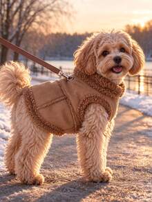 Pet Fleece Lined Jacket With Leash, Suitable For Outdoor Use, Keeps Small Dogs, Medium Dogs And Cats Warm In Autumn And Winter, Cute Comfortable Soft Pet Clothing, Fashionable Warm Pet Outfit - Multicolor - View 9