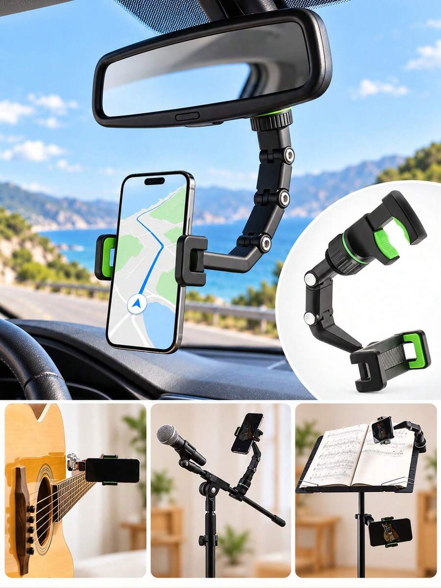 360° Rotatable Adjustable Phone Holder, Space-Saving Car Phone Mount, L-Shaped Design, Secure Grip, Sturdy Structure, Suitable For Various Phone Models, Applicable For Home Decor, Office Desk And Camping Travel And Other Multiple Scenarios - Multicolor - View 1