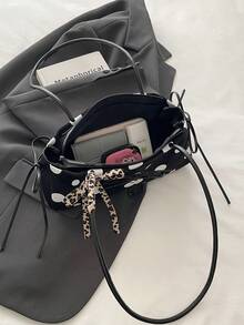 Niche Design Polka Dot Underarm Bag Korean Style Fresh Versatile Sweet Shoulder Bag Premium Handbag For Women - Black - View 6