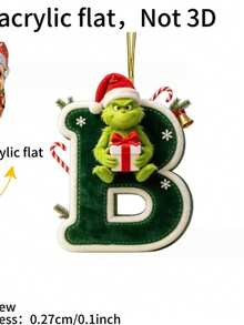 The Grinch 30PCS Flat Green Monster Letter Christmas Tree Decorations Hanging Ornaments Crafts - Multicolor - View 25