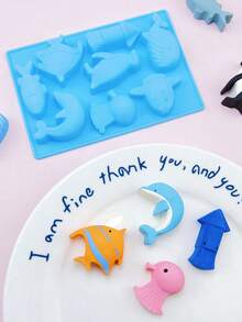 8-Cavity Ocean Fish & Dolphin Silicone Cake Mold, Marine Animal Shaped Dessert Mold, Multi-Purpose Mold Suitable For Chocolate, Gummy, Jelly, Pudding, Mini Cakes And Candy Making, DIY Home Baking Tool - Multicolor - View 7