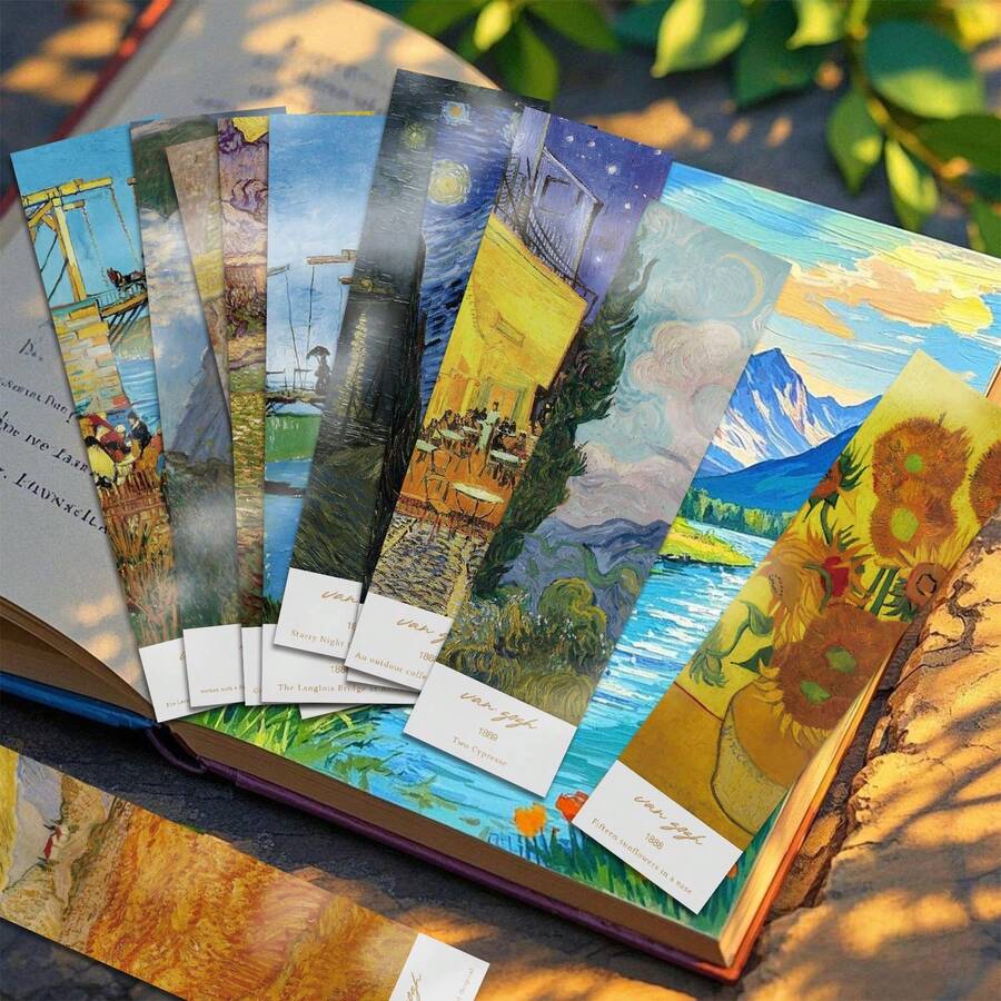 1 مجموعة 30 قطعة علامات كتب ملصقات فنية صغيرة، بطاقات رسائل لوحات زيتية رئيسية، بطاقات هدايا بأسلوب وردي أنثوي - متعدد الألوان - مشاهدة 1