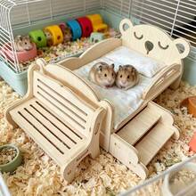 Rumah Hamster Kayu, Vila Hewan Peliharaan, Tempat Persembunyian Hewan Peliharaan Kecil yang Bernapas, Sarang Modular Tahan Lama, Cocok untuk Hamster, Landak, dan Guinea Pig sebagai Tempat Istirahat - Satu-Ukuran - View 5