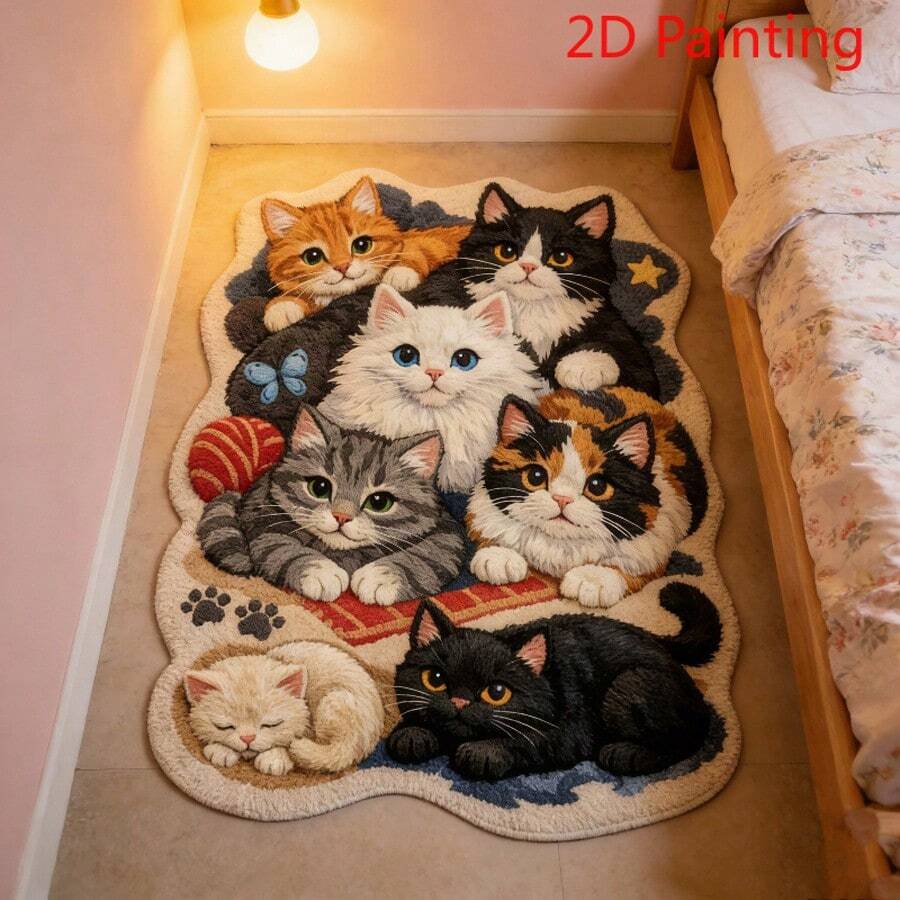 1 buah Karpet Kucing Lucu, Karpet Kamar Tidur Lembut dan Nyaman, Karpet yang Dapat Dicuci, Cocok untuk Pintu Depan, Pintu Masuk, Lorong, Dapur, Kamar Tidur, Asrama, Ruang Makan, Karpet Ramah Kulit, Karpet Ruang Tamu, Karpet Kursi Sofa, Karpet Area, Karpet Dekorasi Rumah Kreatif dan Serbaguna, Karpet Ruang Tamu Besar, Karpet Kamar Tidur, Karpet Ruang Ganti, Dekorasi Ruangan, Hadiah untuk Keluarga dan Teman - MultiWarna - View 1