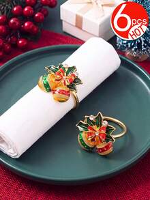 Tkvega • Home 12pcs Christmas Bell Napkin Rings, Christmas Dinner Table Decor, Suitable For Room Decoration, Table Decoration, Home Decor, Perfect For Christmas, Party, Birthday, Wedding And Dinner Buffet Table Elegant Minimalist Decoration - Multicolor - View 10