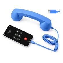 New Retro Phone Handset For Type-C , Wired Retro Phone Handset, Built-In Microphone, Volume Control, Coiled Cord, Type-C Classic Wired Plug In Handheld Cell Phone For Calls, Mobile Video Conferences, Meetings - View 18