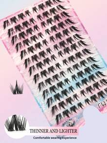 104pcs Korean Style Exquisite Black Anime False Eyelashes, C Curl Natural Dynamic Curly Design, Reusable For Beginners - C - View 5