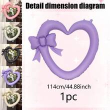 Bow Hollow Heart Photo Frame Foil Balloon, Available In Purple, Cream, Black, Caramel And Pink, Ins Style Decor Prop For Engagement, Wedding, Birthday Party Photo Backdrop - Multicolor - View 11