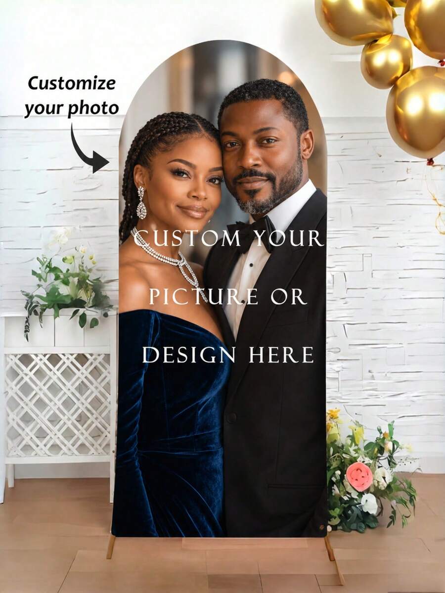 Personalized Elastic Canvas Arch Backdrop Cover - Suitable For Dome Backdrop Frame, Easy To Set Up, Applicable For Birthday, Theme Party, Wedding, Multiple Sizes Available, Festive Atmosphere, Durable Elastic Polyester Material Banner Fabric, No Electricity Required, Party Decoration, Indoor/Outdoor Use, Perfect For Graduation Season, Birthday Party, Wedding Party, Christmas, Halloween, Valentine's Day, Mother's Day, Etc.