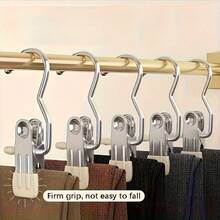 10pcs Multi-Purpose 3-Hook Hangers, Used For Hanging Scarves, Pants, Towels, Socks, Etc., Clothing Clips, Garment Clips - 3-prong Clip - View 2