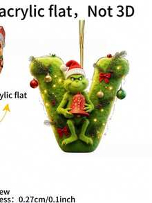 The Grinch 30PCS Flat Green Monster Letter Christmas Tree Decorations Hanging Ornaments Crafts - Multicolor - View 13