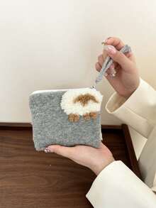 3pcs Lamb Wool Makeup Bag Cosmetic Storage Pouch Inner Lining Bag Red Portable Large Capacity Handbag - Multicolor - View 12
