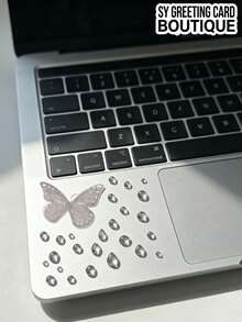 1pc Black Mesh Butterfly Water Drop Rhinestone Decorative Sticker, Sheer Embroidered Butterfly Patch, Transparent Water Drop Acrylic Rhinestone Sticker With Self-Adhesive Backing, 3D Decorative Sticker, Soft Atmosphere, Decorative Material, Camera Case Decoration Sticker, Phone Case Beautification Sticker, Laptop Case Decoration Sticker, Gift Box Packaging Decoration Sticker, Storage Box Case Decoration Sticker, Hard Flat Surface Handmade Decoration Accessory Sticker - one-size - View 2