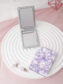 1PC British Country Style Portable Folding Makeup Mirror, Lightweight Ultra-Thin Convenient Durable PU Leather, Suitable For Various Occasions Travel Party Work School, Fit For All Ages - Multicolor - View 2