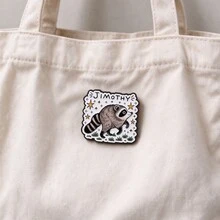Cute Raccoon Jimothy Enamel Pin, Hand Drawn Style Animal Lapel Brooch, Star Grass Pattern Badge For Backpack Jacket Hat, Cute Gift For Man Women - Multicolor - View 9