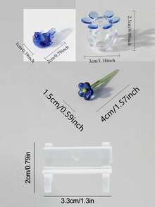 Handmade Mini Glass Bird & Floral Ornament Set, Miniature Art Glass Decor With Mini Bench, Micro Landscape Desktop Bookshelf Terrarium Decoration, Collectible Gift For Craft Enthusiasts And Home Decor Lovers - Multicolor - View 10