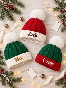 Customized Santa Hat, Christmas Knit Hat, Personalized Santa Hat, Christmas Party Hat, Embroidered Santa Hat, Christmas Gift - Multicolor - View 5