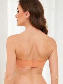 Wingslove Solid Color Deep V-Neck Fashionable Comfortable Bra - Orange - View 2
