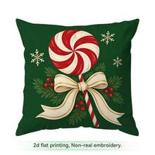 4pcs/1pc Christmas Candy Cane Pattern Pillow Case, No Insert, Single-Sided Printed Pillow Case, Suitable For Living Room, Bedroom, Home Decor, All Season Pillow Case - Multicolor - View 14