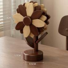 Wooden Sunflower Tripod Trivet Stand, Reversible Heat-Resistant Trivet Mat For Hot Plates, Pots, Pans & Bowls, Anti-Scald Table Protector, Farmhouse Decorative Kitchen Dining Home Decor - Multicolor - View 7