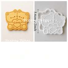 Valentine's Day Animal Biscuit Mold Couple Bear Rabbit Cat Dog Cookie Cutter Fondant Cake Decoration Cutting Mold Baking Tool For Wedding - White - View 8