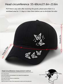 MAKEFGE 1pc Classic 6-Panel Baseball Cap - Butterfly & Star Print Pattern - Soft Crown Adjustable Sun Hat For Women & Girls, Daily Wear,Beach,Travel - A - View 4