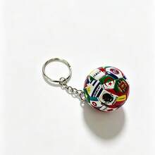 Exquisite Printed Football Keychain, World Cup Commemorative Football Keychain, Mini Football Pendant With National Flag Pattern, Essential Bag Accessory For Football Fans, Car Keychain For Football Fans, Creative Football Keychain For Students, Backpack Charm For Football Fans - Multicolor - View 4