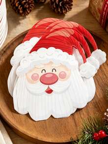 40 st tecknade servetter formade som jultomtehuvuden, Merry Christmas, bordsdekoration för hemmet, lämpliga för jul- och nyårsparty, även för födelsedag, bröllop, restaurang och sammankomst - Flerfärgad - Visa 2