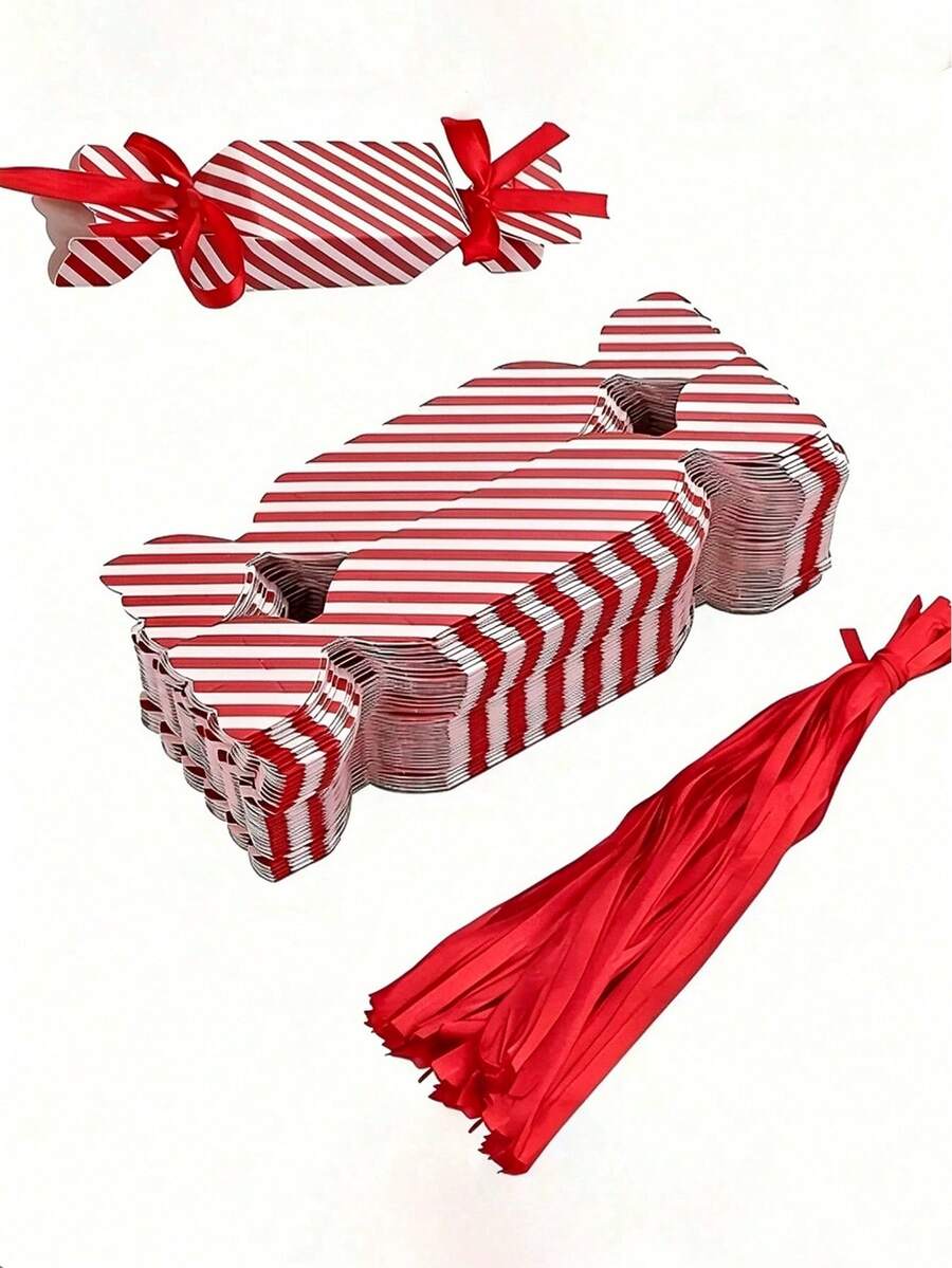 3/6/15/24/30/36pcs Red And White Striped Party Cracker Gift Boxes With ...