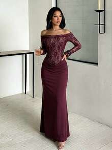 Fall/Winter, Elegant Dress, Homecoming Prom, Wedding Guest Dress, Perfect For Halloweencostume, Party, Birthday, Vacation, Beach - Burgundy - View 3
