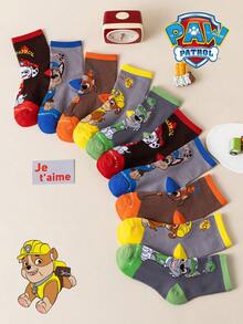 1/5/10 Pairs Paw Patrol Colorful Contrast Kids Socks, Simple Puppy Design, Winter Mid-Calf Socks, Fun Christmas Children's Socks - Multicolor - View 12