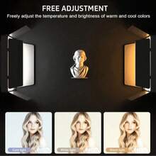 Two Pieces Set - 10-Inch LED Video Flat Panel Fill Light Kit, Studio Fill Light, Adjustable Brightness Photography Lighting Equipment, LED Fill Light With 4 Light Shields, Comes With A 52-Inch Tripod And Phone Holder, For Recording, Photography, Live Streaming, Game Streaming, Makeup, Parties And Gifts, Stabilizer Supports DIY, Compatible With All Mobile Phones And Cameras. - Black - View 7