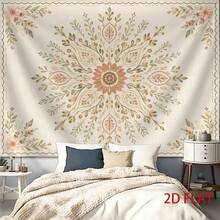 1pc Tapestry Retro Floral Mandala Tapestry, Soft Warm Tone Decorative Art Piece For Home Wall Hanging - Multicolor - View 4