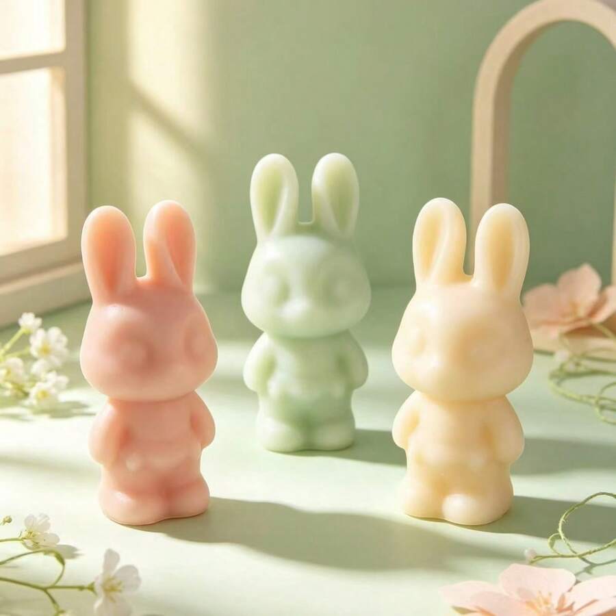 1pc Necklace, Wealth & Standing Rabbit Silicone Mold For DIY Handmade Candles, Aromatherapy, Plaster Decor - White 1 - View 1