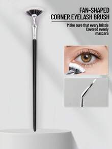 SEPROFE Angled Fan Eyelash Brush, Makeup Brush, Fine Fiber Fan Shape Design Fits Eyelashes, Even And Natural Mascara Application, Angled Frame Does Not Block Eyes, Portable Daily Eyelash Makeup Tool - Black - View 1