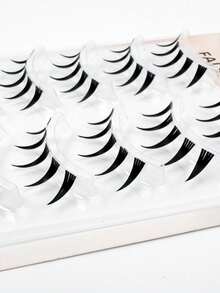 5 Pairs Pointed Cartoon Style False Eyelashes, Transparent Stem, Cosplay Long False Eyelashes 10-13mm - Black - View 5