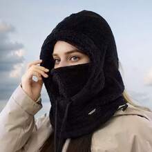 Winter Warm Fleece Face Mask, Elastic Drawstring Design, Lightweight And Warm, Suitable For Cycling, Skiing And Other Outdoor Sports, Solid Color Hooded Windproof Ear Protection, Essential Equipment For Autumn And Winter, Christmas, Valentine's Day, New Year Gift - Multicolor - View 5