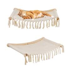 1 Cat Wall Shelf And 1 Perch, 1 Wooden Cat Hammock, 1 Cat Step Ladder, Modern Cat Furniture For Sleeping, Playing, And Climbing - Apricot - View 3