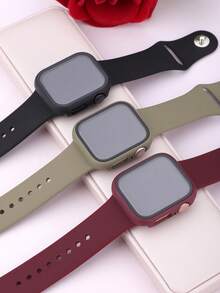 3件組男女通用運動休閒手錶殼，適用於 40mm 41mm 42mm 44mm 45mm 46mm 49mm，防摔防刮硬 PC 與強化玻璃 2 合 1 手錶殼，兼容 Series Ultra SE 12 11 10 9 8 7 6 5 4，3 色組合裝，觸控靈敏，易於佩戴，全方位保護手錶殼 - 橄欖綠+酒紅色+黑色 - 查看 3