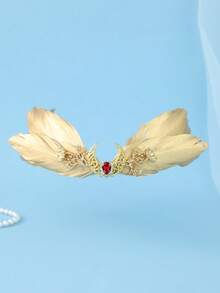 Purple Feather Pearl Teardrop Crystal Crown Headband Photoshoot Party Hair Decor - Multicolor - View 6
