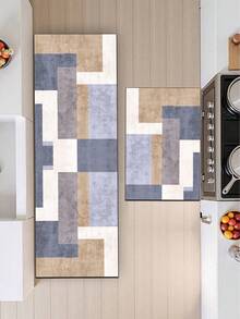 1 Pc Color Block Splicing Pattern Kitchen Mat, 3.5mm Soft Rubber That Is Easy To Clean. Suitable For Corridors, Bathrooms, Living Rooms, Outdoor Door Mats, And Toilets. Useable Throughout The Year And For Various Holidays. - Multicolor - View 10