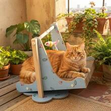 1-Piece Cat Hanging Sinkpost With Built-In Toy, Indoor Cat Corrugated Cardboard Swing, Perfect For Scratching, Napping, And Playing, Suitable For Small To Medium-Sized Cats. - Multicolor - View 3