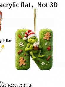 The Grinch 30PCS Flat Green Monster Letter Christmas Tree Decorations Hanging Ornaments Crafts - Multicolor - View 30