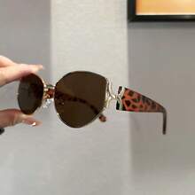 1pc Women's New Old Money Style Tea Color Vintage Cat Eye Glasses Frame, Commute Versatile Eyewear - Multicolor - View 6