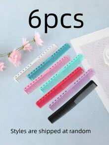 6pcs Hair Combs, Carbon Material Combs, Plastic Combs, Multi-Color Options, Professional Hair Combs, Medium And Fine Sizes, Unisex, Salon Hair Comb Set - Multicolor - View 12